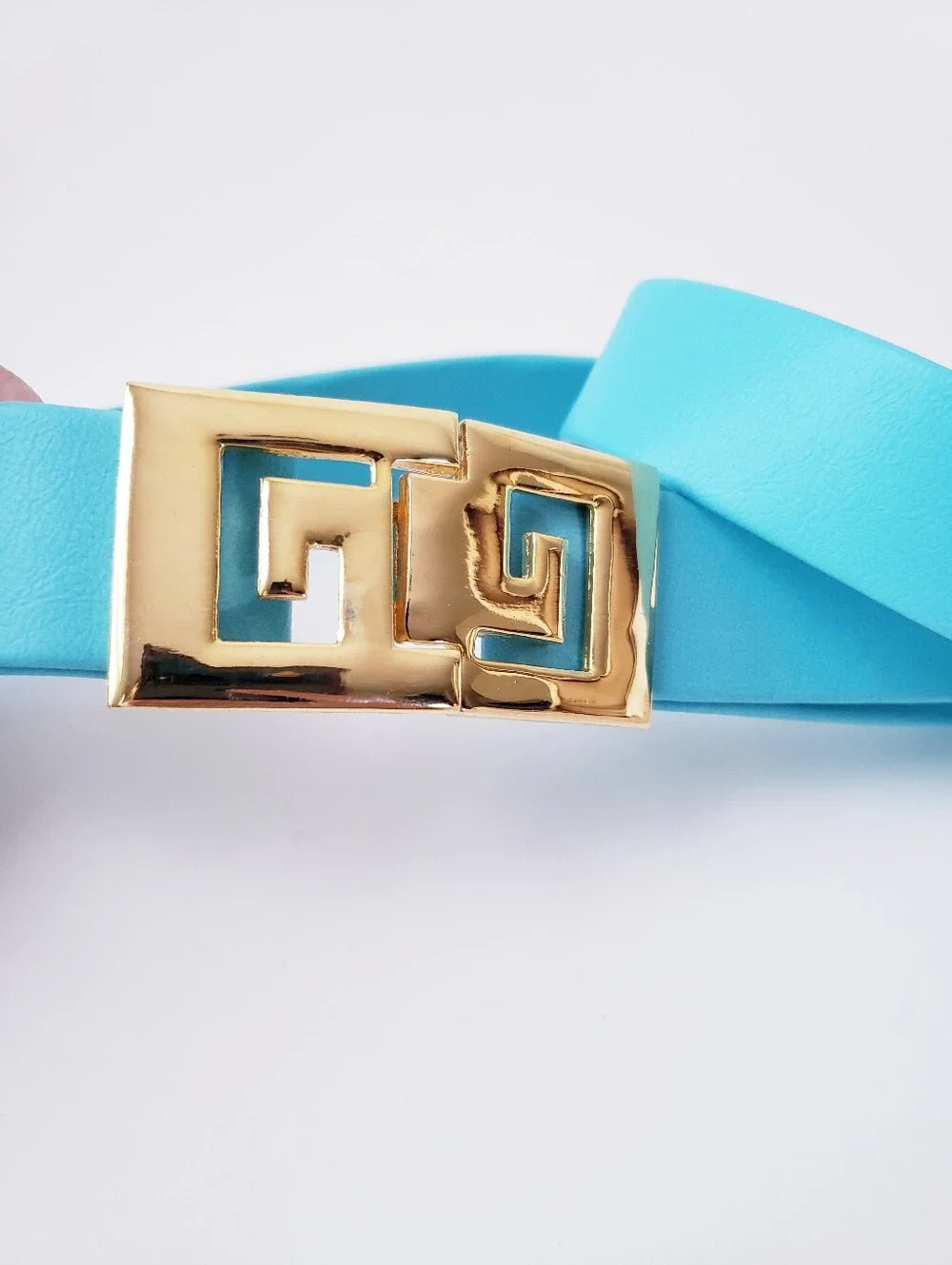Vintage Blue Gold Adjustable Belt
